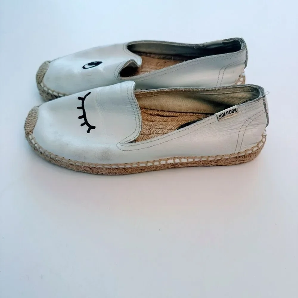 Soludos Jason Polan Wink Embroidered Leather Espadrilles Women’s Size 7‎ Shoes